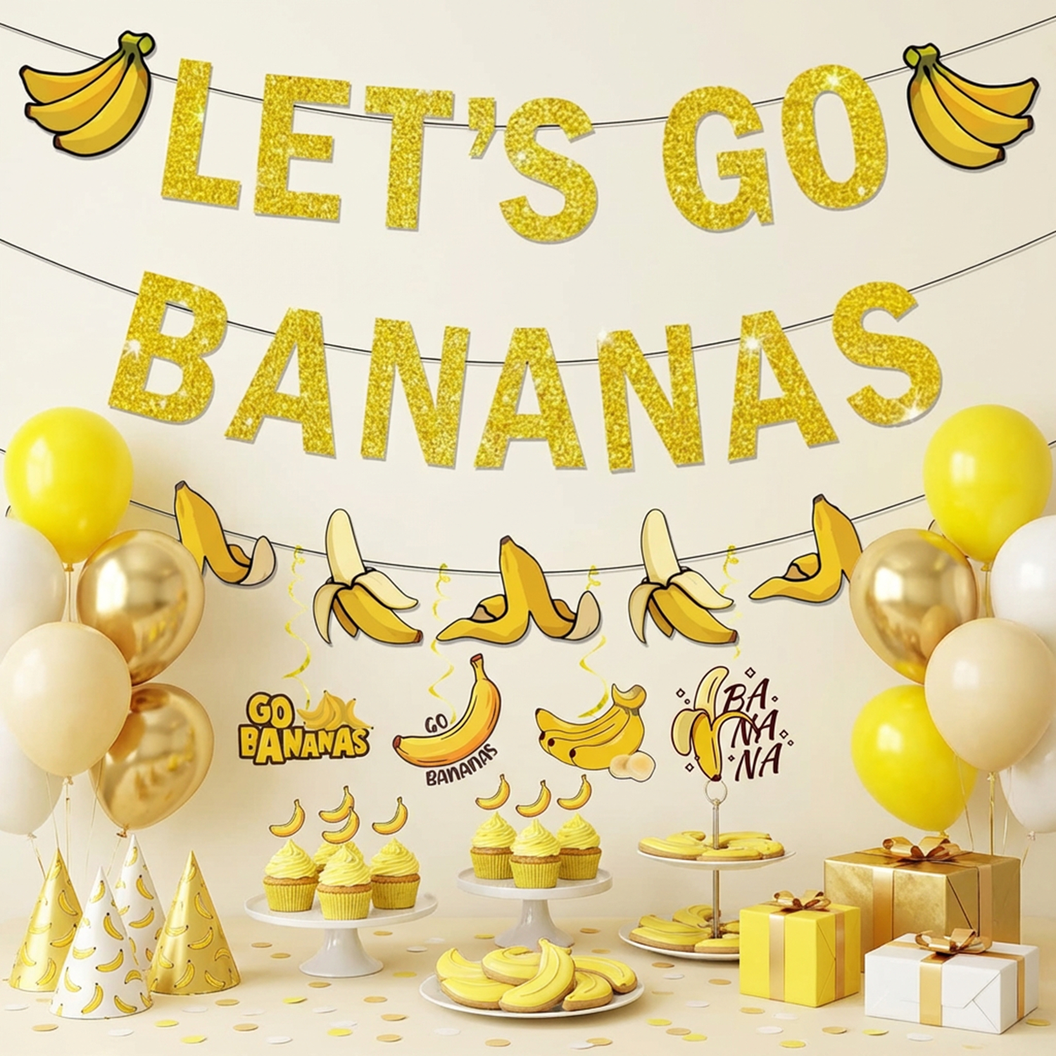 1Set Yellow Bananas Birthday B - مراجعة Let'S Party Event Supply وسعره