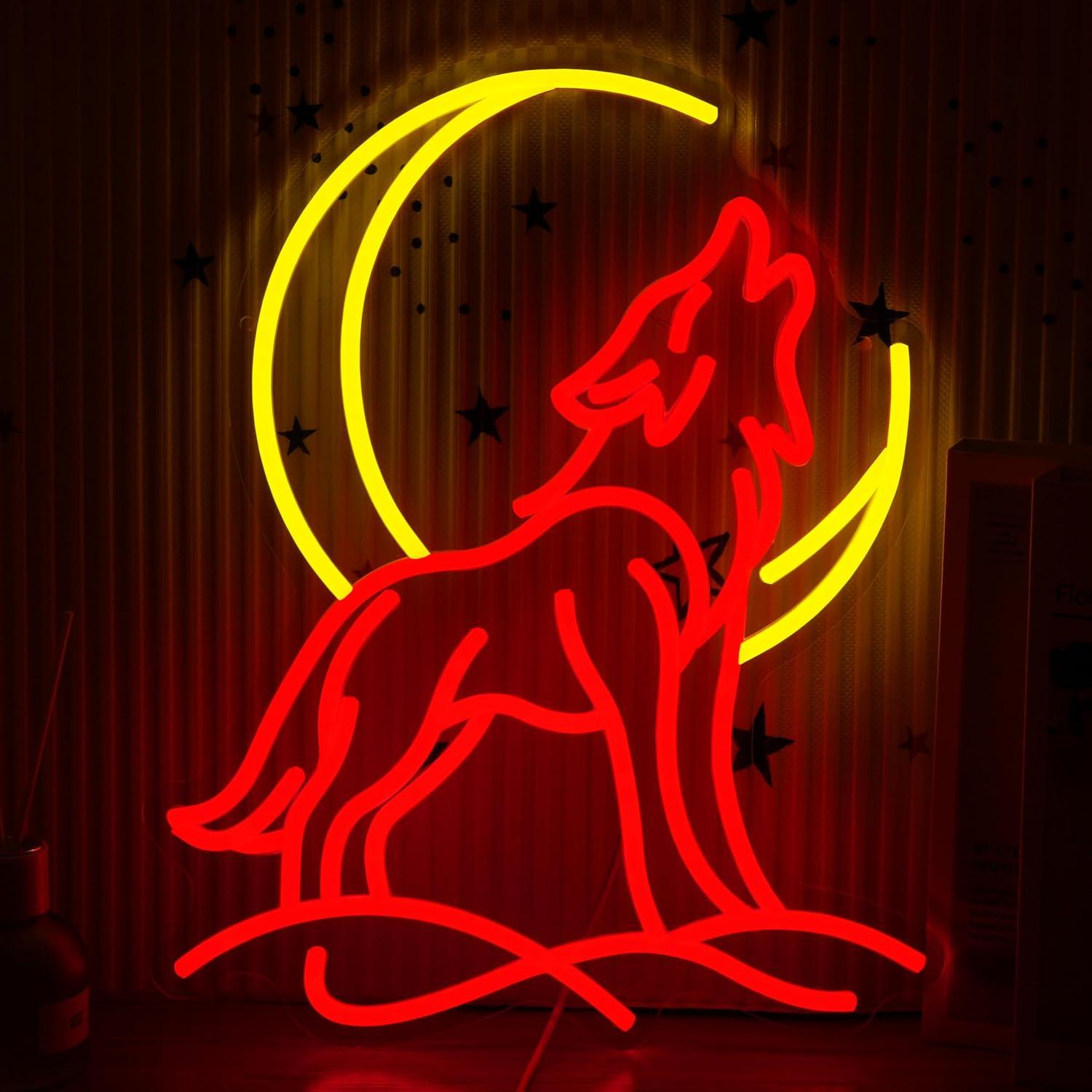 Howling Wolf Neon Sign Dimmabl - مراجعة Neon Sign Party وسعره