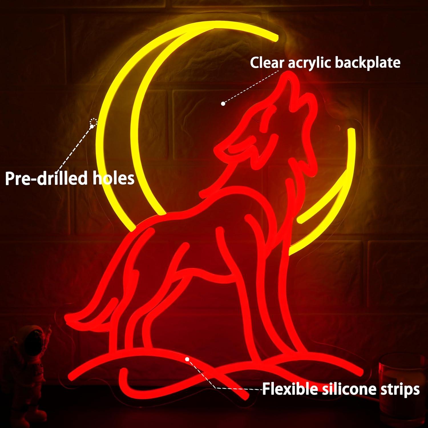 Howling Wolf Neon Sign Dimmabl - مراجعة Neon Sign Party وسعره