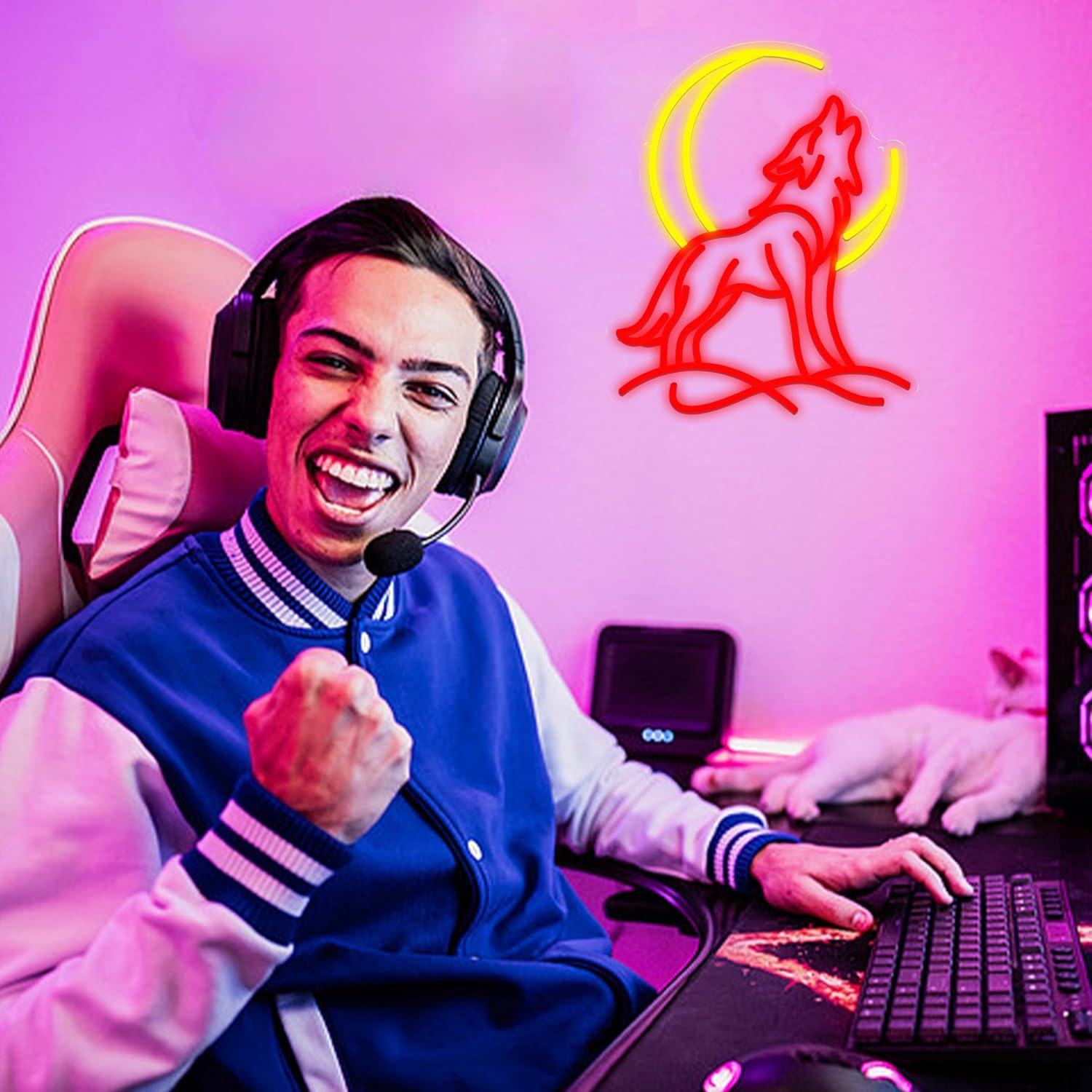 Howling Wolf Neon Sign Dimmabl - مراجعة Neon Sign Party وسعره