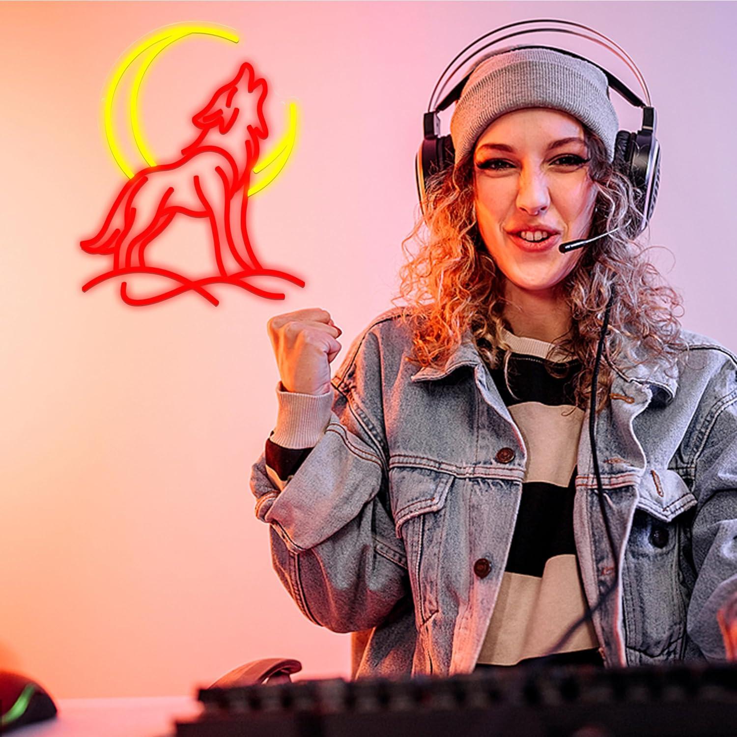 Howling Wolf Neon Sign Dimmabl - مراجعة Neon Sign Party وسعره